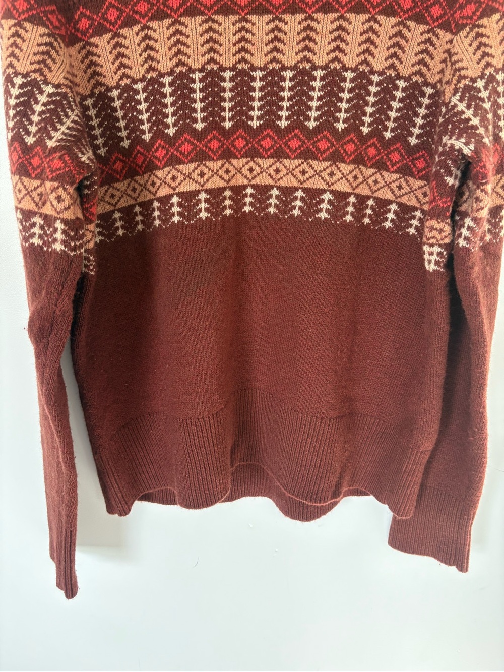 KÜHL Nordik Merino Wool Blend Fair Isle Sweater Brown Multi Size M - Picture 5 of 10